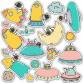 Schattige Ruimtevaarder Ruimte Stickers (Voorkant)