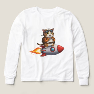 Schattige Ruimtevaartkat op een Raket