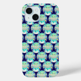Schattige ruimtewezen en konijntje iPhone 15 case