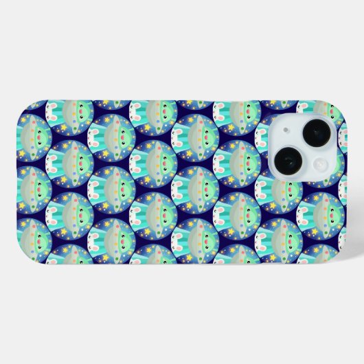 Schattige ruimtewezen en konijntje Case-Mate iPhone case (Achterkant (horizontaal))