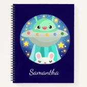 Schattige ruimtewezen en konijntje notitieboek (Voorkant)