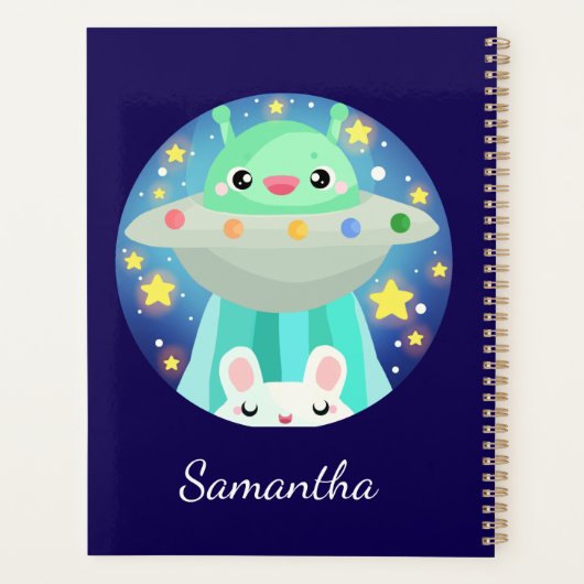 Schattige ruimtewezen en konijntje planner (Achterkant)