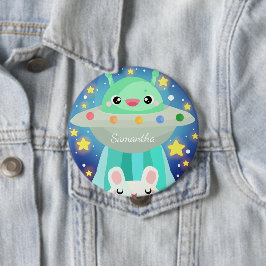 Schattige ruimtewezen en konijntje ronde button 4,0 cm