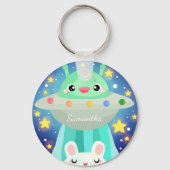 Schattige ruimtewezen en konijntje sleutelhanger (Voorkant)