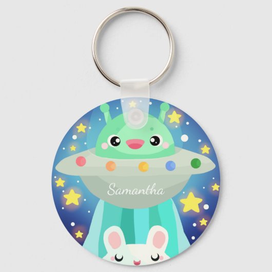 Schattige ruimtewezen en konijntje sleutelhanger (Voorkant)