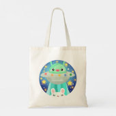 Schattige ruimtewezen en konijntje tote bag (Achterkant)