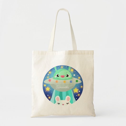 Schattige ruimtewezen en konijntje tote bag (Voorkant)