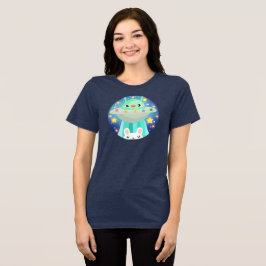 Schattige ruimtewezen en konijntje Tri-Blend shirt