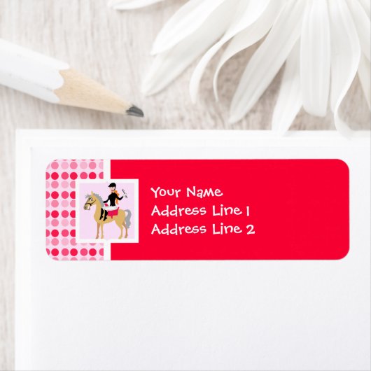 Schattige ruitermeisje. etiket (Insitu)