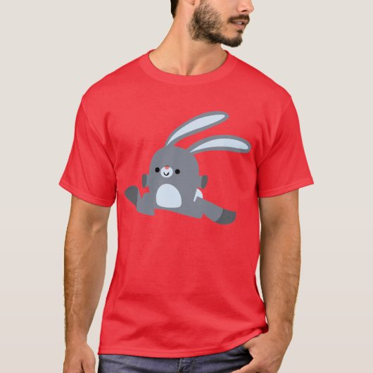 Schattige Running Cartoon Rabbit T-shirt (Voorkant)