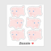Schattige Running Piglet, Set van 6 Sticker (Vel)