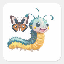 Schattige Rups Met Gelukkig Gezicht En Vlinder
