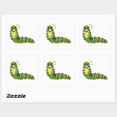 Schattige Rups met Hartjes Vierkante Sticker (Vel)