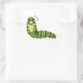 Schattige Rups met Hartjes Vierkante Sticker (Tas)