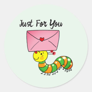 Schattige Rups met Liebesbrief Alleen Voor Jou Ronde Sticker