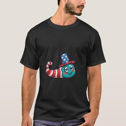 Schattige Rups VS-Vlag 4 juli T-shirt (Voorkant)