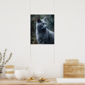 Schattige Russisch Blauw Kat Art Print Poster (Keuken)
