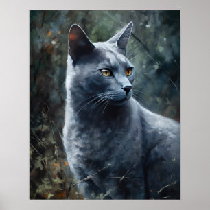 Schattige Russisch Blauw Kat Art Print Poster