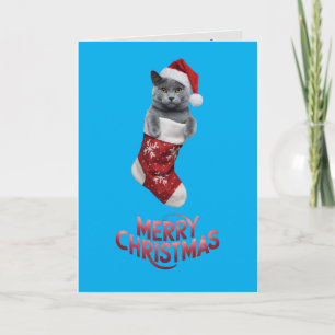 Schattige Russische Blauwe Katten Kerst  Kaart