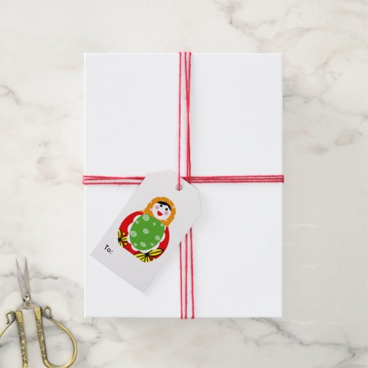 schattige Russische nestpop Cadeaulabel (Met Touw)