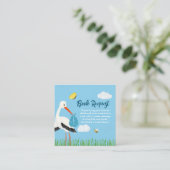 Schattige Rustic Blue Stork Baby shower Informatiekaartje (Staand voorkant)