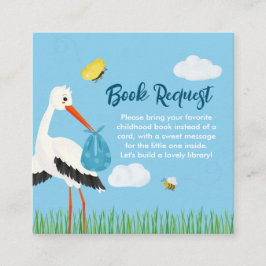 Schattige Rustic Blue Stork Baby shower Informatiekaartje
