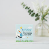 Schattige Rustic Blue Stork Baby shower Informatiekaartje (Staand voorkant)
