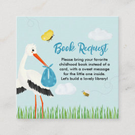 Schattige Rustic Blue Stork Baby shower Informatiekaartje