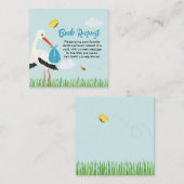 Schattige Rustic Blue Stork Baby shower Informatiekaartje (Voorkant / Achterkant)