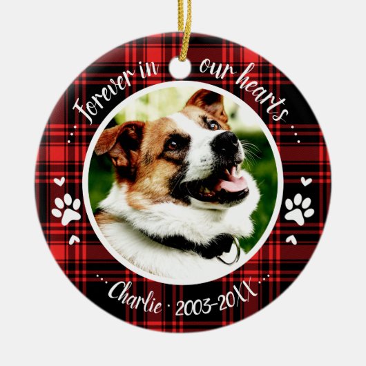 Schattige Rustic Dog Pet Memorial - Aangepaste fot Keramisch Ornament (Voorkant)