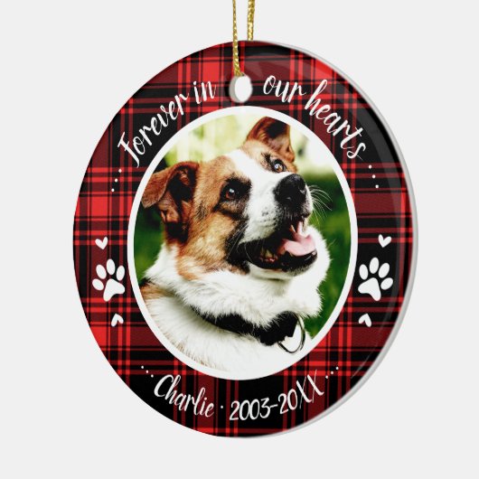 Schattige Rustic Dog Pet Memorial - Aangepaste fot Keramisch Ornament (Links)