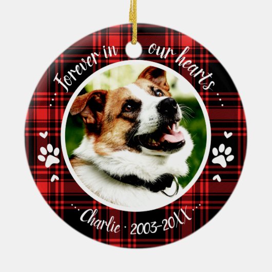 Schattige Rustic Dog Pet Memorial - Aangepaste fot Keramisch Ornament (Achterkant)