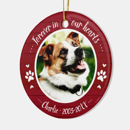 Schattige Rustic Dog Pet Memorial - Aangepaste fot Keramisch Ornament (Links)