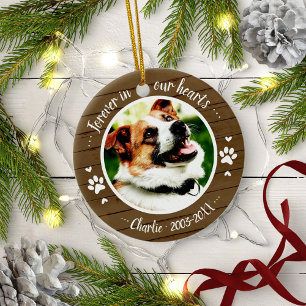Schattige Rustic Dog Pet Memorial - Aangepaste fot Keramisch Ornament