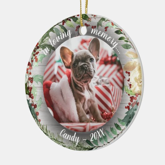 Schattige Rustic Dog Pet Memorial - Aangepaste fot Keramisch Ornament (Links)