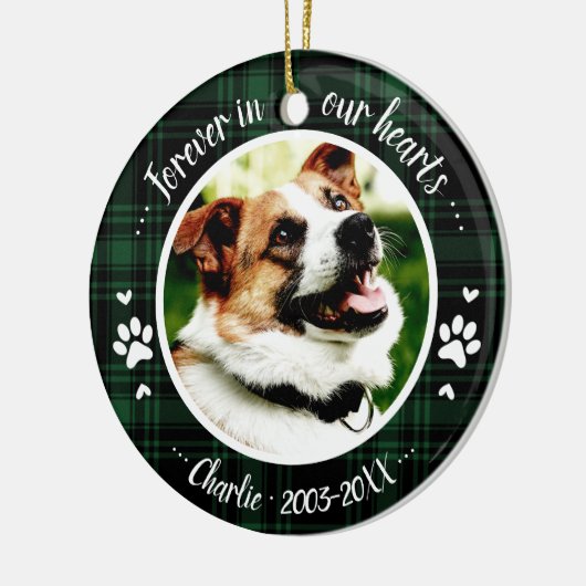 Schattige Rustic Dog Pet Memorial - Aangepaste fot Keramisch Ornament (Links)
