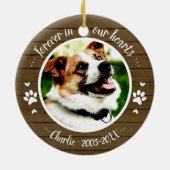 Schattige Rustic Dog Pet Memorial - Aangepaste fot Keramisch Ornament (Achterkant)