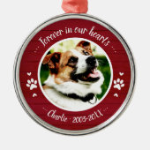 Schattige Rustic Dog Pet Memorial - Aangepaste fot Metalen Ornament (Voorkant)