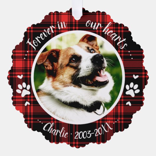 Schattige Rustic Dog Pet Memorial - Aangepaste fot Ornament Kaart (Voorkant)