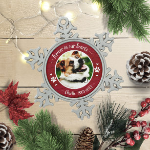 Schattige Rustic Dog Pet Memorial - Aangepaste fot Tin Sneeuwvlok Ornament