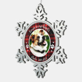 Schattige Rustic Dog Pet Memorial - Aangepaste fot Tin Sneeuwvlok Ornament (Rechts)