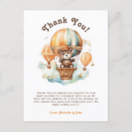 Schattige Rustiek Beer met Balloons baby shower Briefkaart