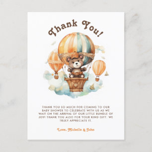 Schattige Rustiek Beer met Balloons baby shower Briefkaart