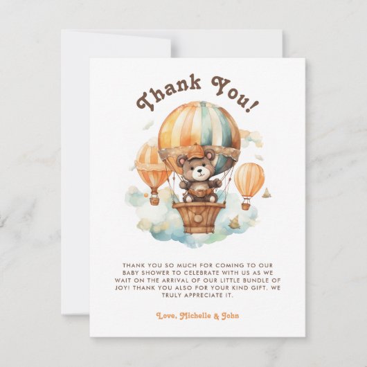 Schattige Rustiek Beer met Balloons baby shower Kaart (Voorkant)