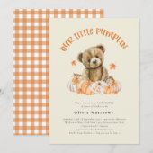 Schattige rustiek Beer met pompoenen Herfst Baby s Kaart (Voorkant / Achterkant)