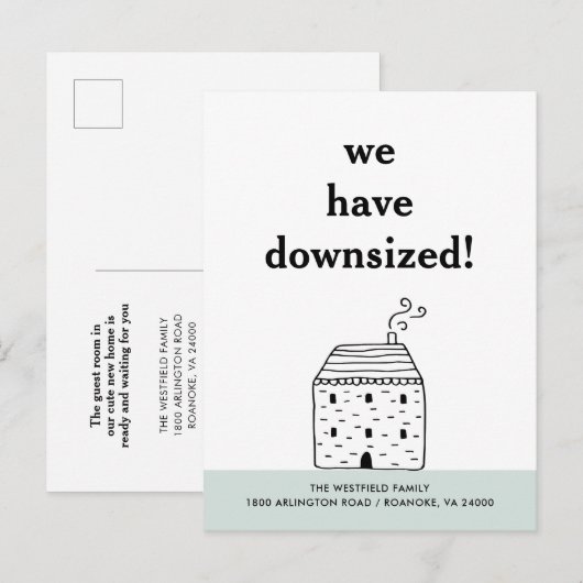 Schattige rustiek huisje verkleind nieuw huis verh aankondigingskaart (Voorkant / Achterkant)