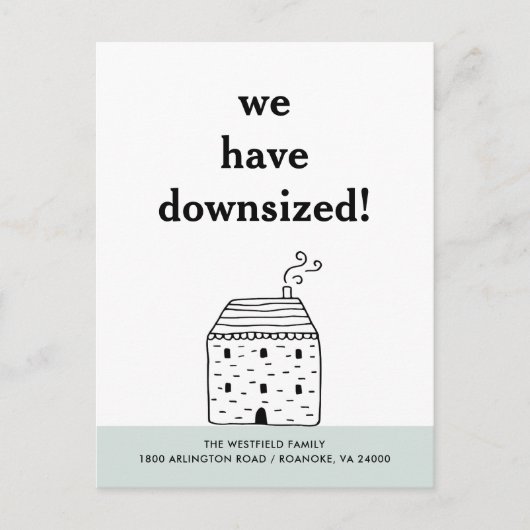 Schattige rustiek huisje verkleind nieuw huis verh aankondigingskaart (Voorkant)