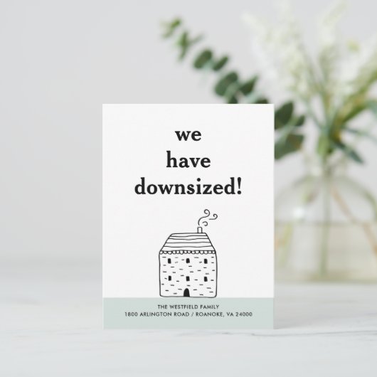 Schattige rustiek huisje verkleind nieuw huis verh aankondigingskaart (Staand voorkant)