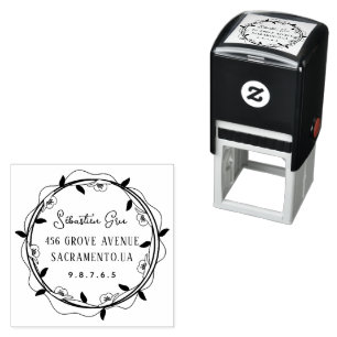 Schattige rustiek laurierblad rond  zelfinktende stempel