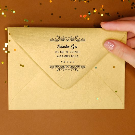 Schattige rustiek laurierblad rond zelfinktende stempel